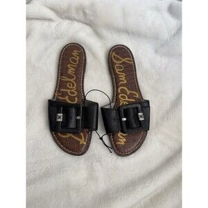 Sam Edelman Black Leather Buckle Slide Sandals Women’s Size 9 Flat Comfort